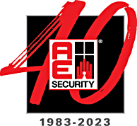 AE Security's 40 year logo